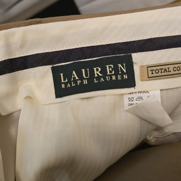 Ralph Lauren Tan Dress Pants with Pressed Creases Size 33 - Picture 2 of 6
